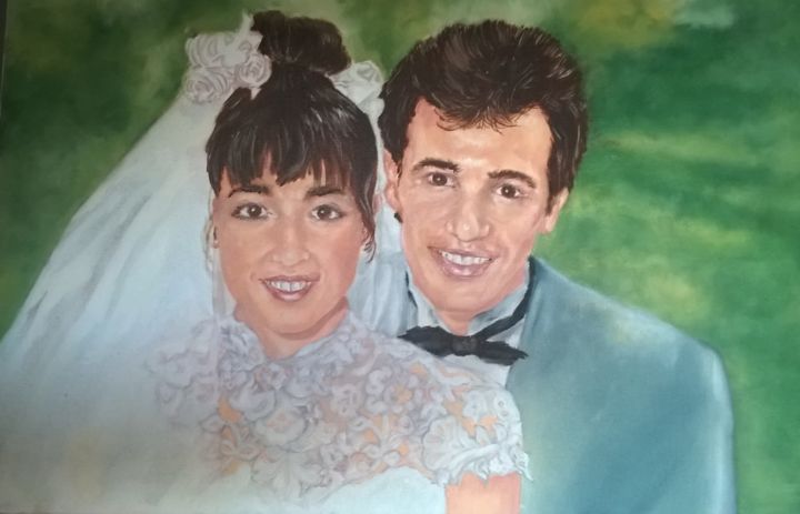 Peinture intitulée "portrait-mariage.jpg" par La Maison Du Portrait, Œuvre d'art originale