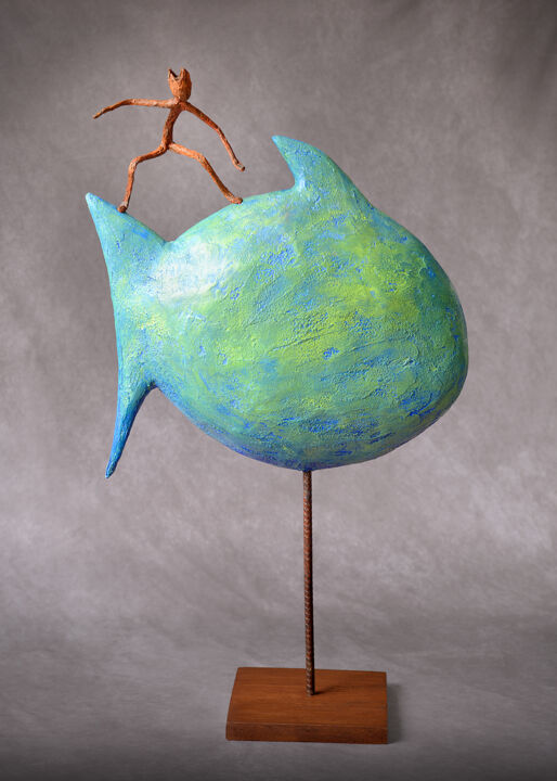 Sculpture intitulée ""Surf Dream"" par Picrate, Œuvre d'art originale, Bois