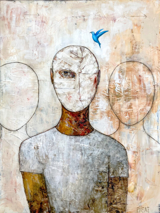 Peinture intitulée "L'Homme Lucide" par Picrate, Œuvre d'art originale, Acrylique