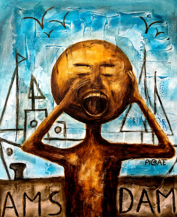 Painting titled ""Balance ton PORT :…" by Picrate, Original Artwork, Acrylic