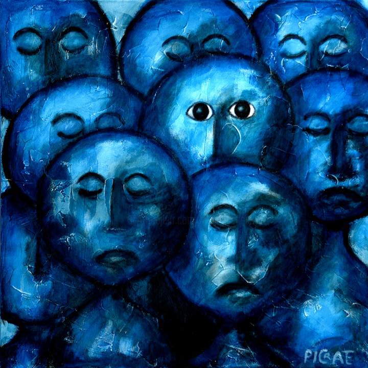 Peinture intitulée "Lucidité bleue" par Picrate, Œuvre d'art originale, Acrylique