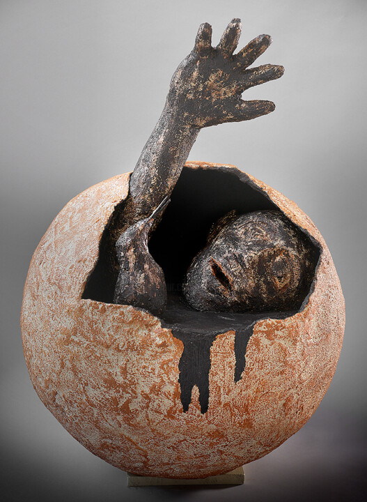Sculptuur getiteld ""Marée Noire" sculp…" door Picrate, Origineel Kunstwerk, Papier