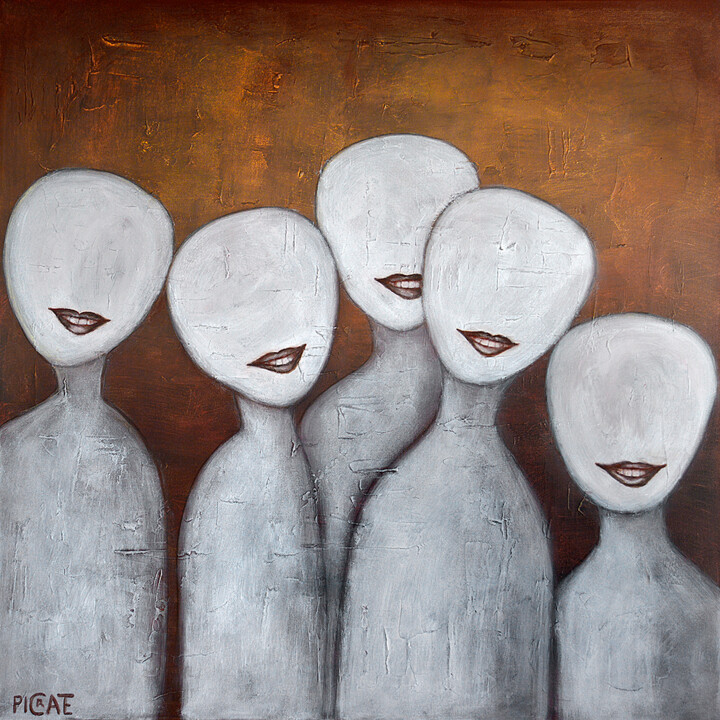 Painting titled ""Sourire Malgré Tou…" by Picrate, Original Artwork, Acrylic