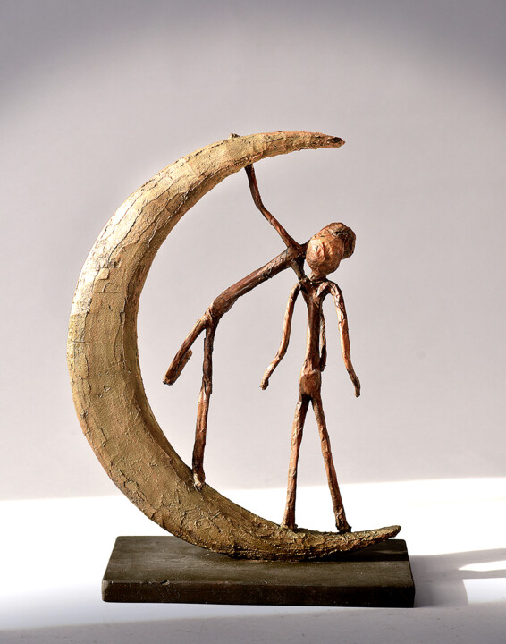 Sculpture intitulée ""Le Voleur de Baise…" par Picrate, Œuvre d'art originale, Métaux