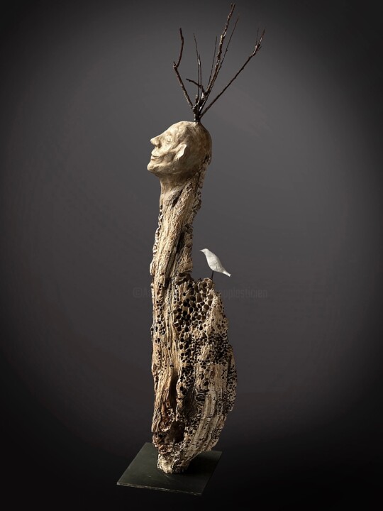 Escultura titulada "L’Ami des Oiseaux" por Picrate, Obra de arte original, Madera