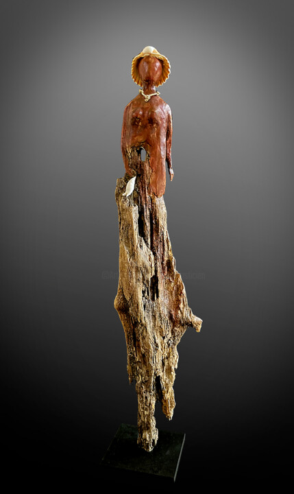 Sculpture titled "Primitive mais Élég…" by Picrate, Original Artwork, Clay