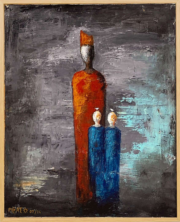 Peinture intitulée "Mother and Twins" par Picrate, Œuvre d'art originale, Acrylique