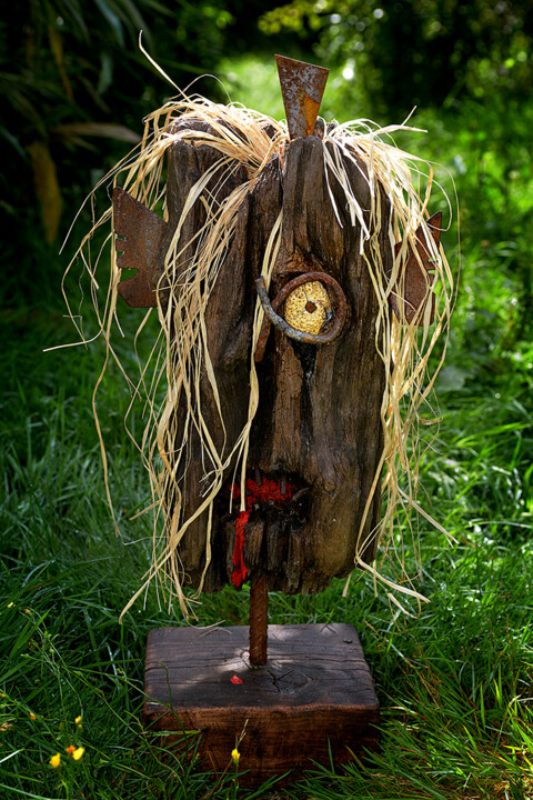 Sculpture titled "Sorcier Andy" by Picrate, Original Artwork, Wood