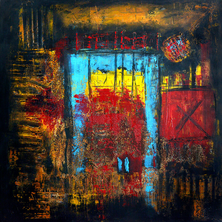 Painting titled ""La maison du bonhe…" by Picrate, Original Artwork, Acrylic