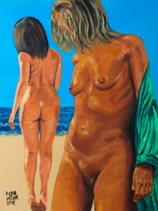 Painting titled "Natacha, desnuda y…" by Pictor Mulier, Original Artwork, Acrylic