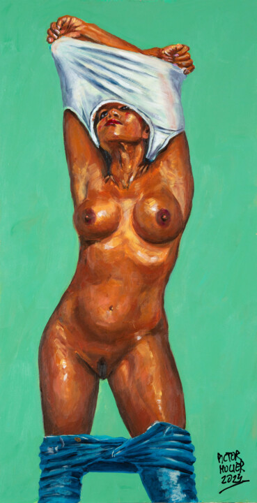 Peinture intitulée "Nota Mu desnudándose" par Pictor Mulier, Œuvre d'art originale, Acrylique
