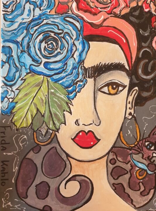 Kahlo Op Canvasdoek, Painting by Cramer | Artmajeur