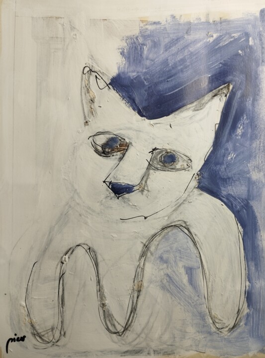 Painting titled "Le chat (Hommage à…" by Pier, Original Artwork, Acrylic