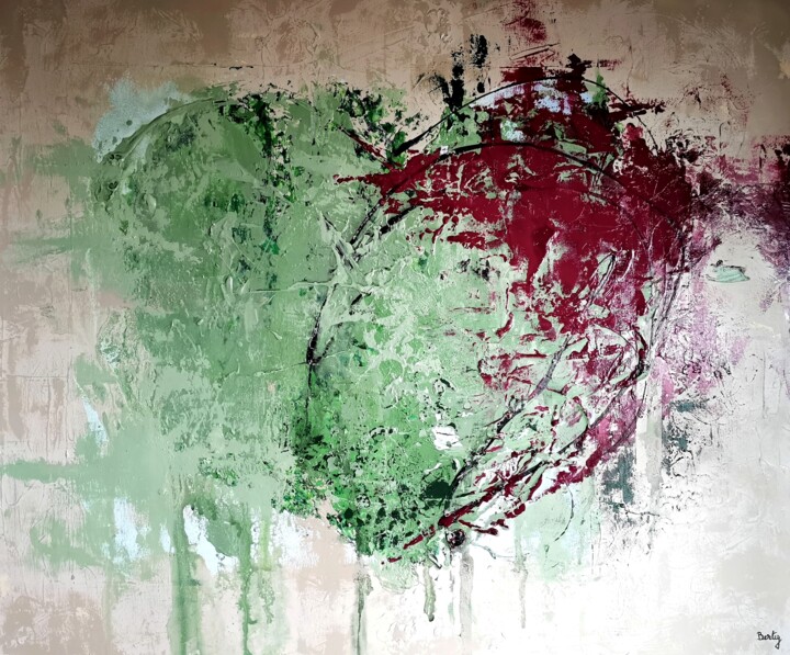 Painting titled "Cuore astratto" by Pier Bertig, Original Artwork, Acrylic Mounted on Wood Stretcher frame