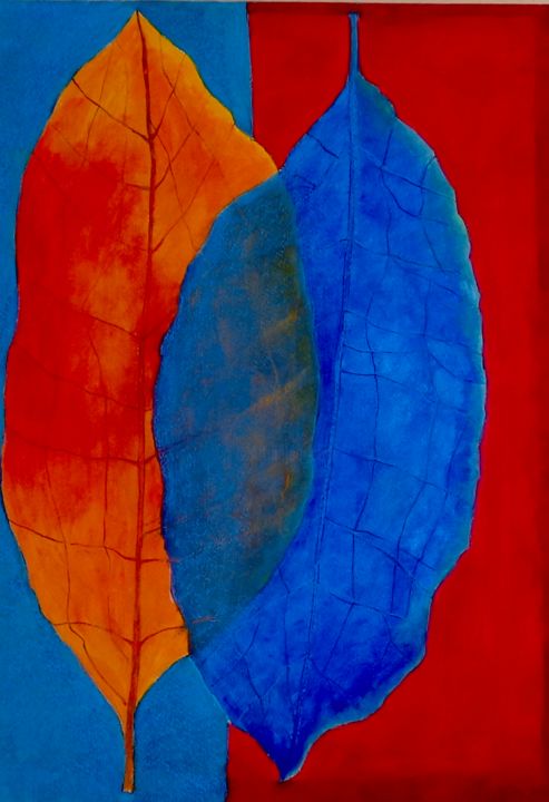 Peinture intitulée "COPPIA IN ROSSO-BLU" par Piera Zürcher, Œuvre d'art originale, Huile