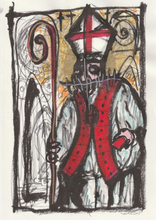 Painting titled "The bishop" by Pierangelo Rosati, Original Artwork, Ink