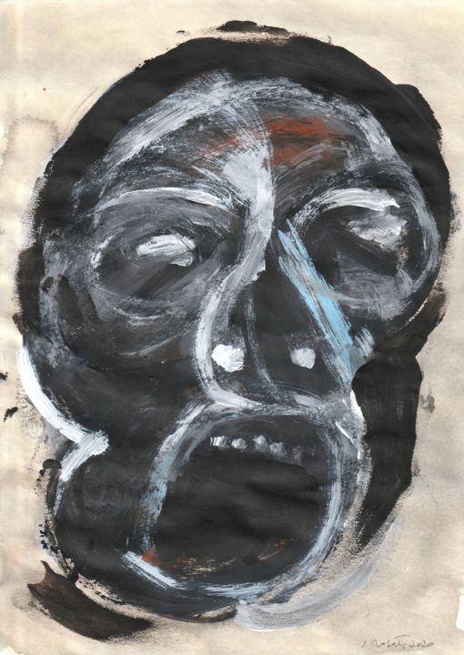 Painting titled "Testa urlante" by Pierangelo Rosati, Original Art, Acrylic