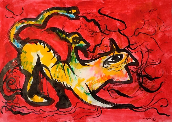 Painting titled "Chimera" by Pierangelo Rosati, Original Artwork, Acrylic