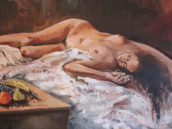Malerei mit dem Titel "nudo" von Piergiorgio Panelli, Original-Kunstwerk