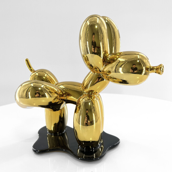 Sculpture intitulée "Ballon Dog Pee Edit…" par Pieri Gallery (Pieri), Œuvre d'art originale, Résine Monté sur Autre panneau…