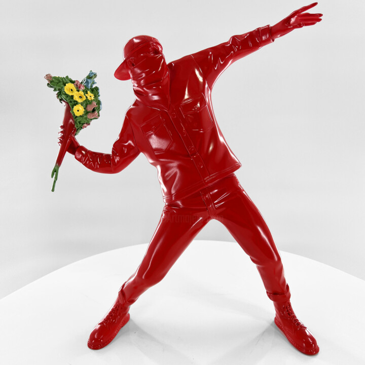 「Bansky Flowers Edit…」というタイトルの彫刻 Pieri Gallery (Pieri)によって, オリジナルのアートワーク, 樹脂
