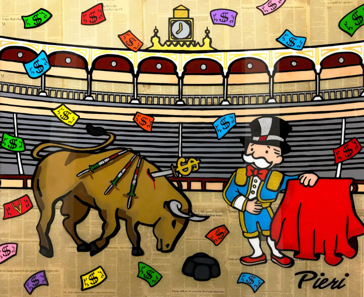 Pintura titulada "Monopoly Bullfighte…" por Pierigallery, Obra de arte original, Acrílico Montado en Bastidor de camilla de…