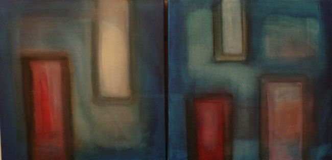 Painting titled "ora blu" by Pier Maurizio Greco, Original Artwork