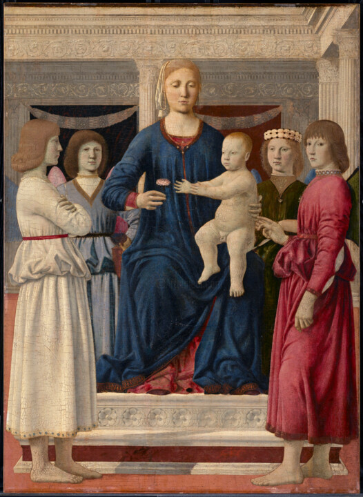 Painting titled "Vierge à l'enfant t…" by Piero Della Francesca, Original Artwork, Tempera