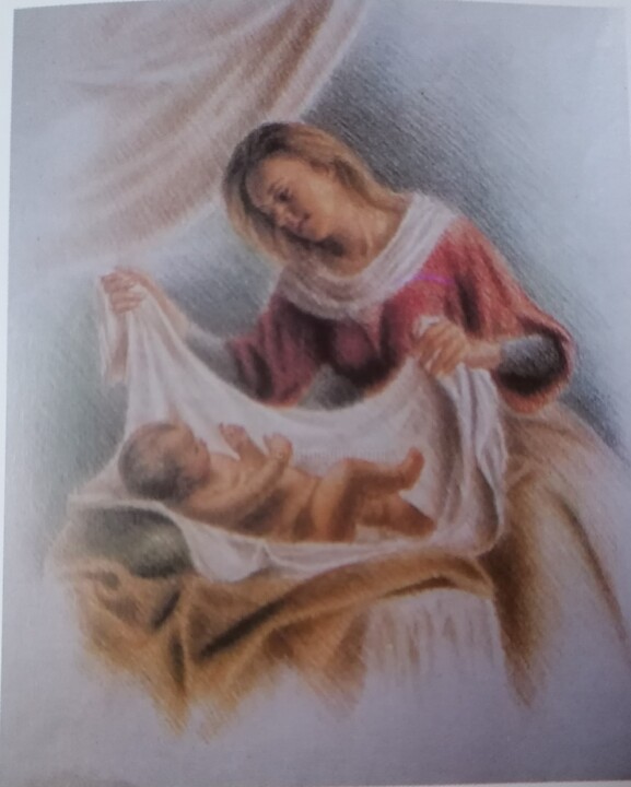 Incisioni, stampe intitolato "Maternità" da Piero Salustri, Opera d'arte originale, Litografia