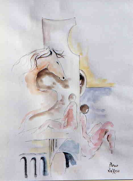 Pittura intitolato "composizione" da Piero La Rosa, Opera d'arte originale, Olio