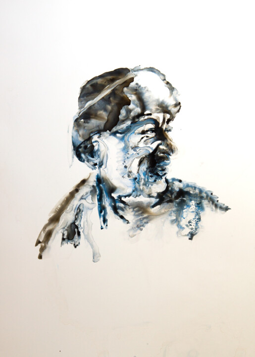 Schilderij getiteld "homme de la rue 9" door Pierre Alix, Origineel Kunstwerk, Aquarel