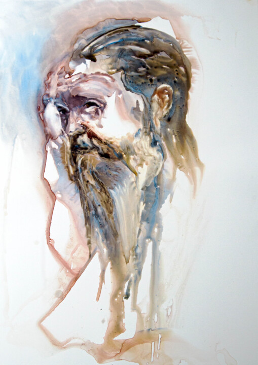 Pintura titulada "homme de la rue17" por Pierre Alix, Obra de arte original, Acuarela