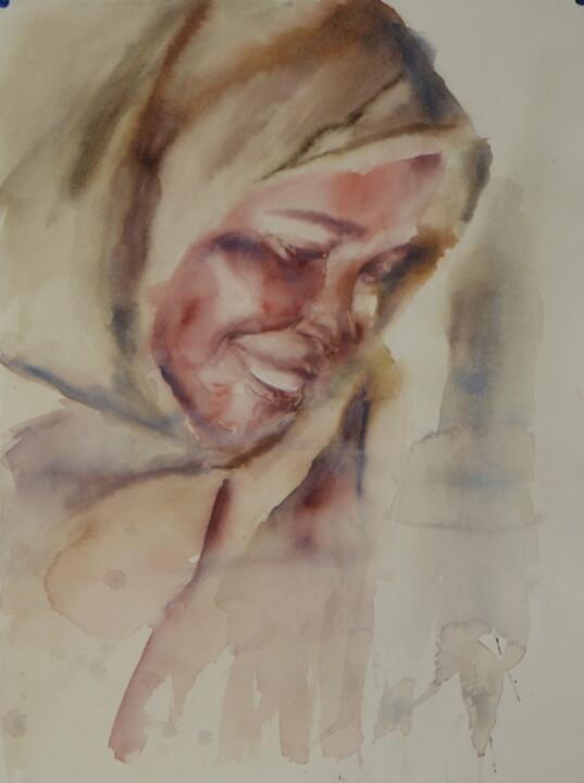 Painting titled "mauritaniennereduit…" by Pierre Alix, Original Artwork, Watercolor