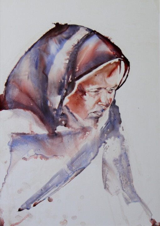 Painting titled "mysterieuse.jpg" by Pierre Alix, Original Artwork, Watercolor