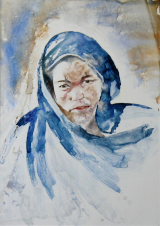 Painting titled "couleur-touareg.jpg" by Pierre Alix, Original Artwork, Watercolor