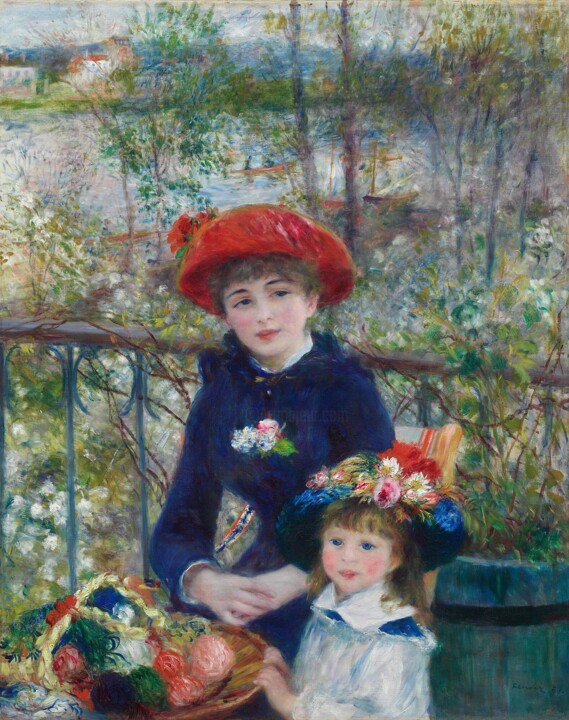 Schilderij getiteld "Sur la terrasse" door Pierre Auguste Renoir, Origineel Kunstwerk, Olie