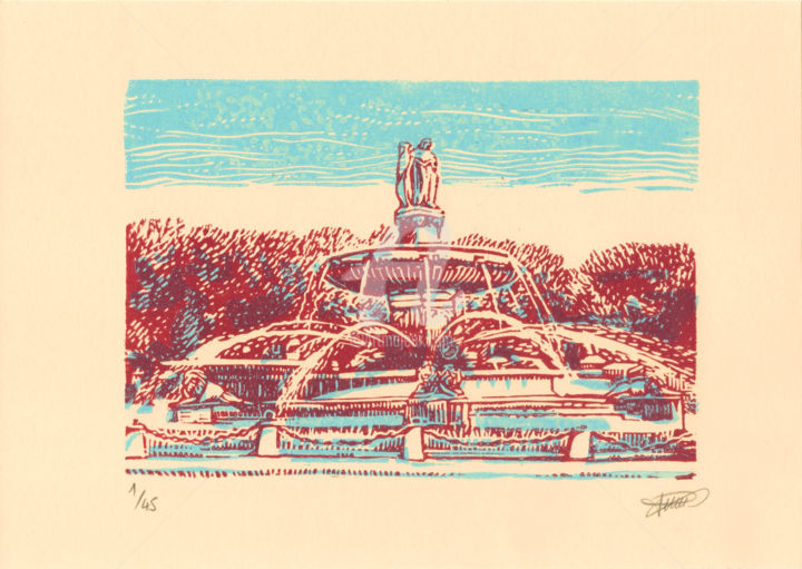 Printmaking titled "la Rotonde - Aix-en…" by Pierre Bara, Original Artwork