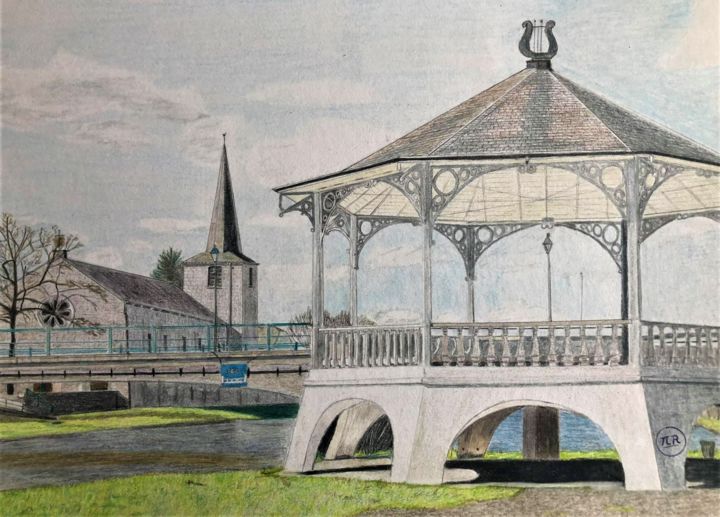 Drawing titled "Vue de Hotton (Belg…" by Pierre Bayet, Original Art, Pencil