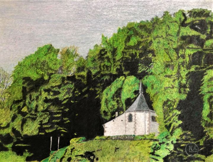 Drawing titled "Chapelle saint Thib…" by Pierre Bayet, Original Art, Pencil