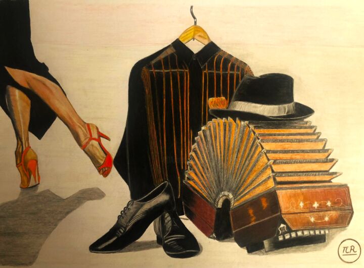 Disegno intitolato "Tango" da Pierre Bayet, Opera d'arte originale, Matita
