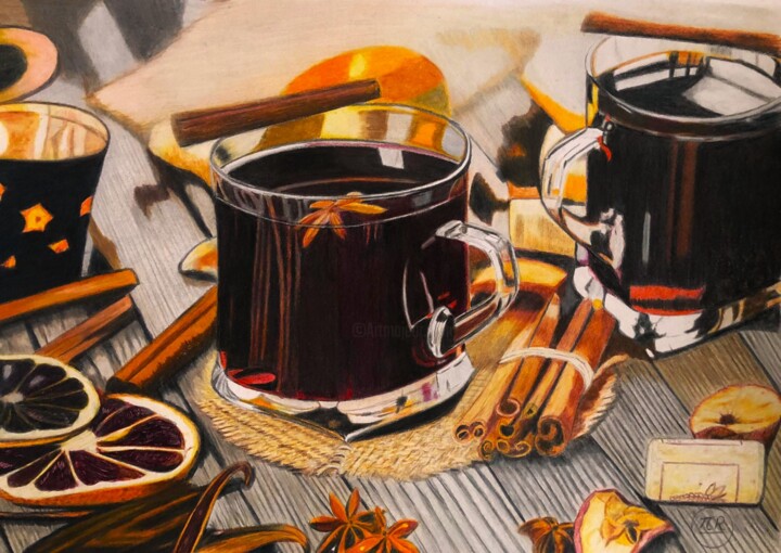Drawing titled "Vin chaud" by Pierre Bayet, Original Artwork, Pencil