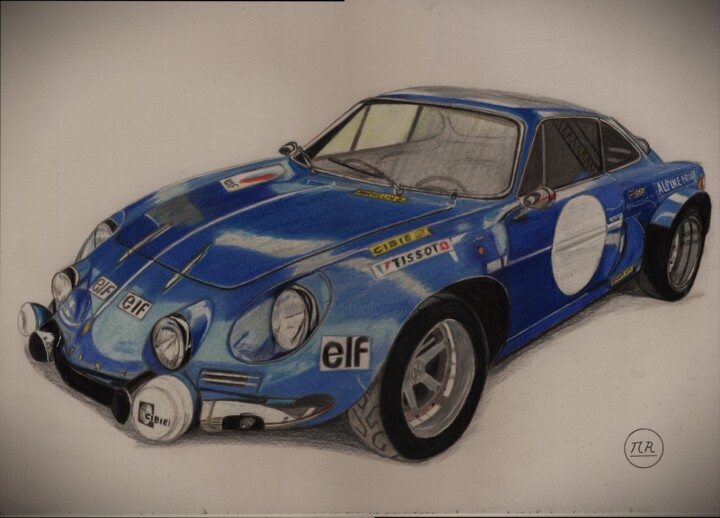 Drawing titled "Alpine A110" by Pierre Bayet, Original Artwork, Pencil
