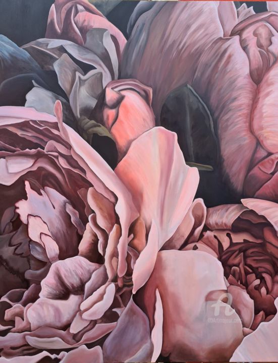 Peinture intitulée "Roses" par Pierre Boutouiller, Œuvre d'art originale, Huile