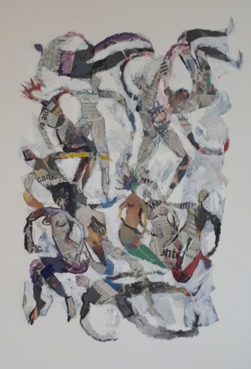 Collages titled "Entremêlage" by Pierre Brunelliere, Original Artwork, Collages