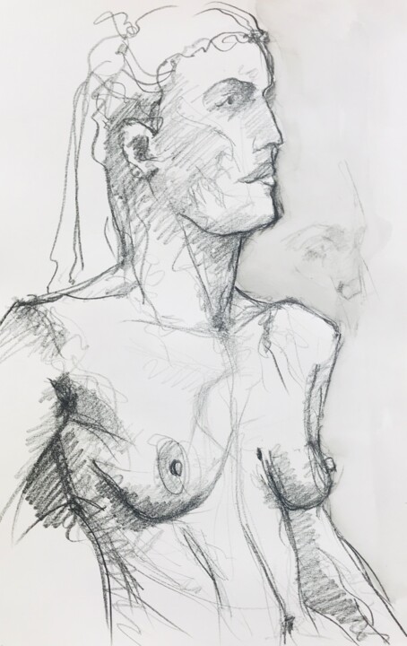 Dessin intitulée "Nu féminin_#11" par Pierre Charpentier, Œuvre d'art originale, Graphite