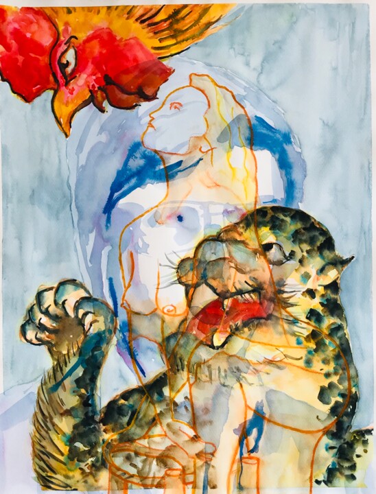 Peinture intitulée "Merveilleux, féroce…" par Pierre Charpentier, Œuvre d'art originale, Encre