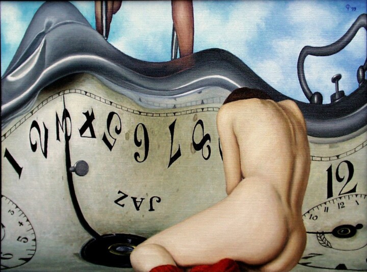 Schilderij getiteld "Le temps univoque d…" door Pierre Collette, Origineel Kunstwerk, Olie