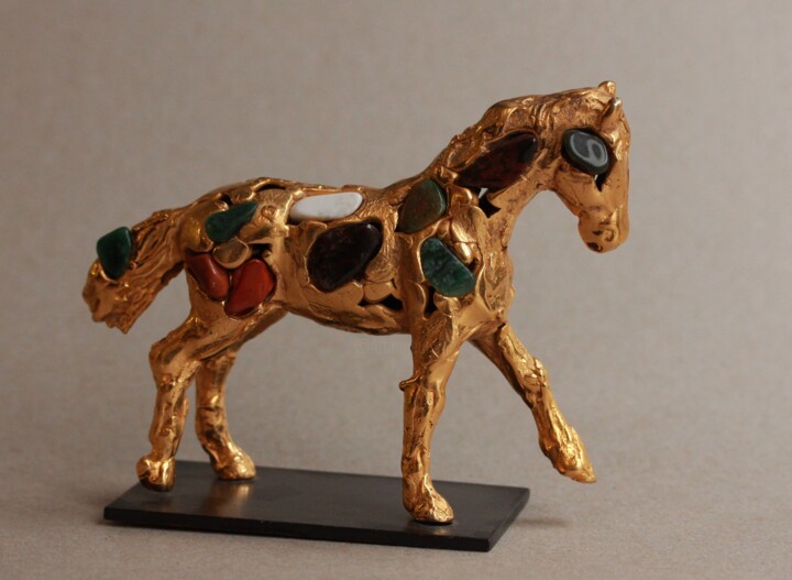 「The precious horse」というタイトルの彫刻 Pierre Ducによって, オリジナルのアートワーク, ブロンズ