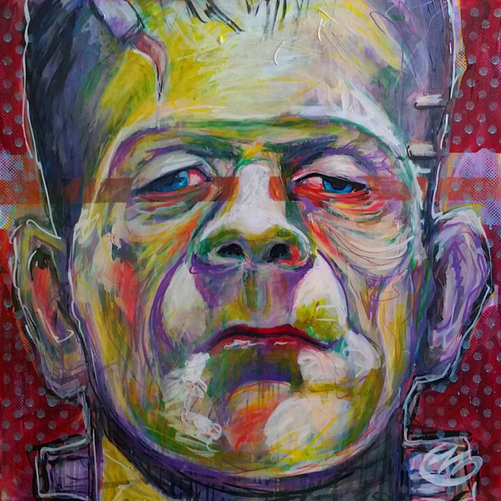 Painting titled "Frankenstein" by Pierre Emile Andre (13), Original Artwork, Acrylic