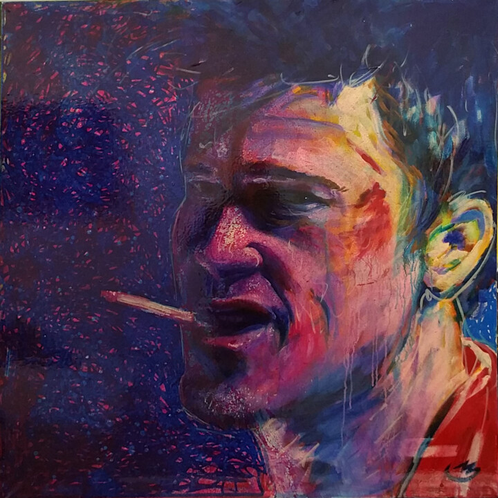 Painting titled "Brad Pitt" by Pierre Emile Andre (13), Original Artwork, Acrylic